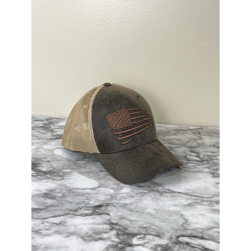 Ariat Men's Flag Embroidered Brown Flag 110 Flex fit Trucker Cap Hat A300012102